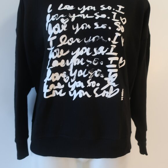 Womens Aqua Kerri Rosenthal Black White Love You So Graphic Sweatshirt Top XL - Picture 6 of 9